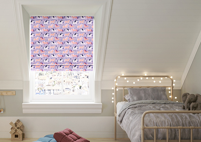 Pony Pals, Lilac - Motorised Roman Blind - Image 3